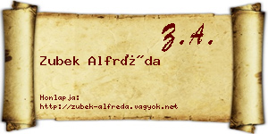 Zubek Alfréda névjegykártya